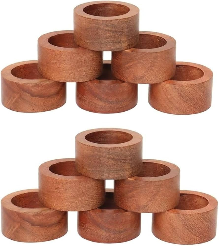 Wooden Napkin Ring for Weddings Dinner Parties or Every Day Use (Set of 12, Plane) | Amazon (US)
