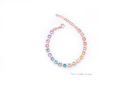 5mm Pastel Rainbow - Swarovski Bracelet | Etsy (US)
