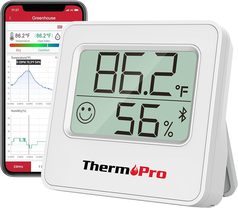 ThermoPro TP357 Digital Hygrometer Indoor Thermometer of 260FT, Bluetooth Thermometer Humidity Me... | Amazon (US)