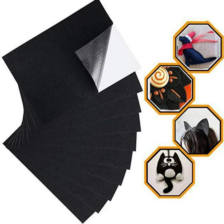 TRIHIY Black Felt Fabric Adhesive Sheets Multipurpose Velvet Sheet Sticky Glue Back | Walmart (US)
