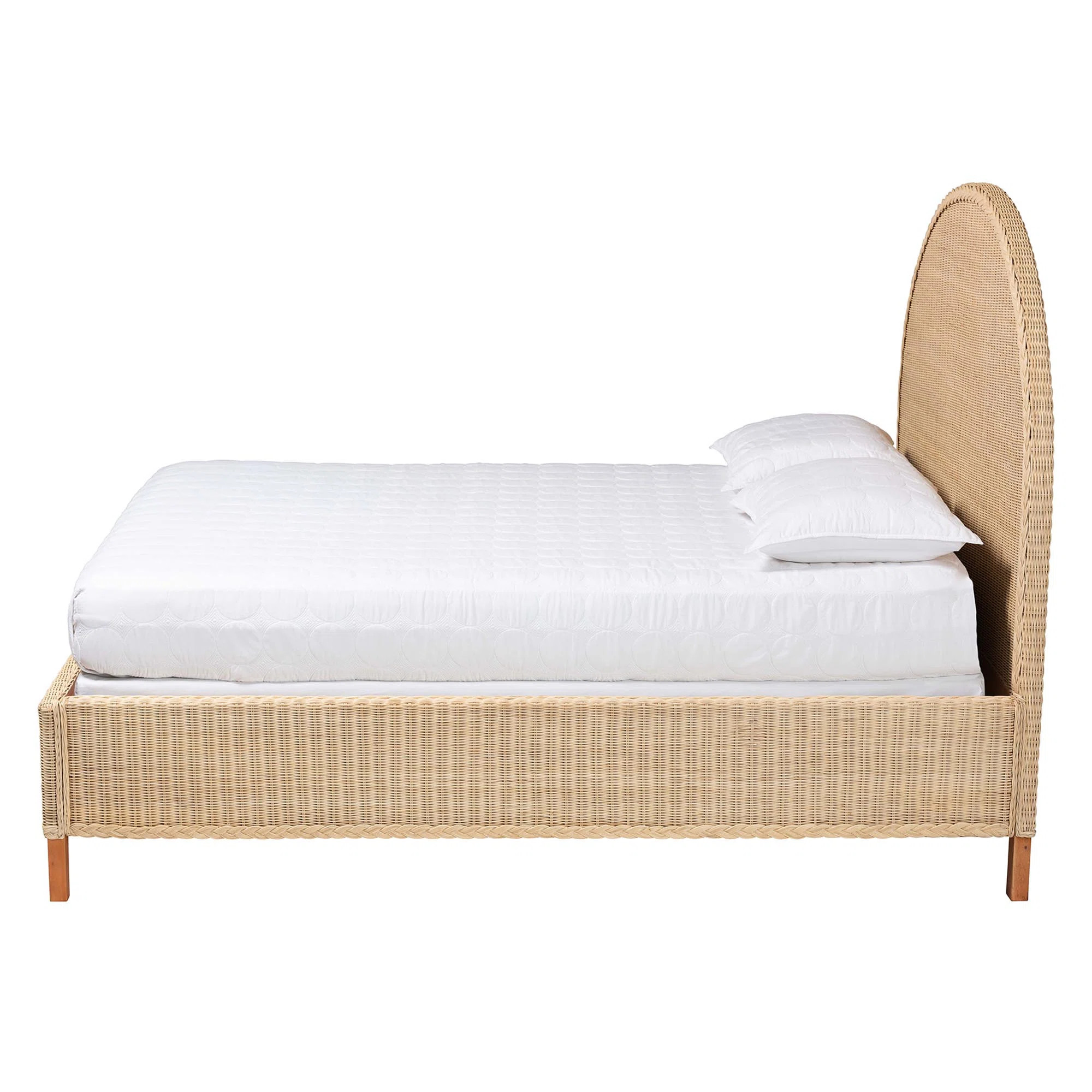 Bali & Pari Lanica Japandi Sun-Bleached Braided Rattan Queen Size Bed | Wayfair North America