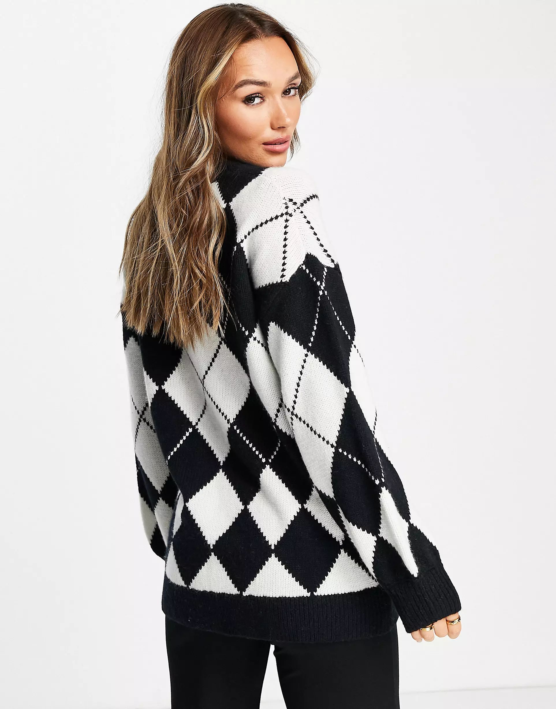& Other Stories wool blend argyle sweater in black and off white | ASOS (Global)