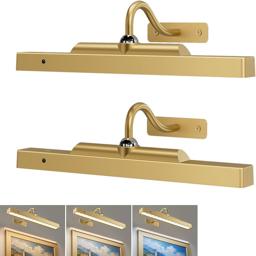 Wireless Picture Lights 12'', 2 Pack 4400mAh Battery Poerered Cordless Wall Lights, 350LM Dimmabl... | Amazon (US)