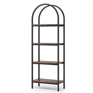 Tribesigns Earlimart 70.8 in. Rustic Wood Bookshelf 4-Tier Etagere Bookcase and Bookshelf Modem I... | The Home Depot