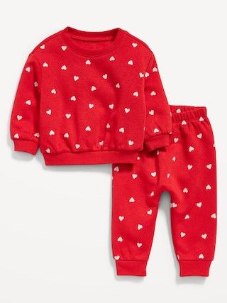 Heart-Print Sweatshirt and Jogger Sweatpants Set for Baby | Old Navy (US)