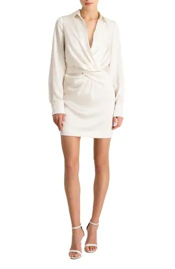 ML Monique Lhuillier Long Sleeve Faux Wrap Minidress | Nordstrom | Nordstrom