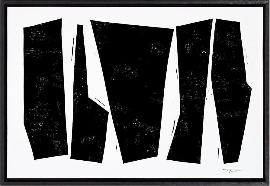 Kate and Laurel Sylvie Colliding Shapes Framed Canvas Wall Art by Statement Goods, 23x33 Black, A... | Amazon (US)