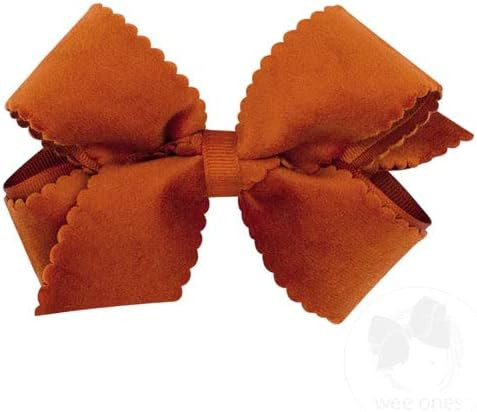 Wee Ones Girls' Grosgrain Hair Bow with Scalloped Edge Faux Velvet Overlay | Amazon (US)