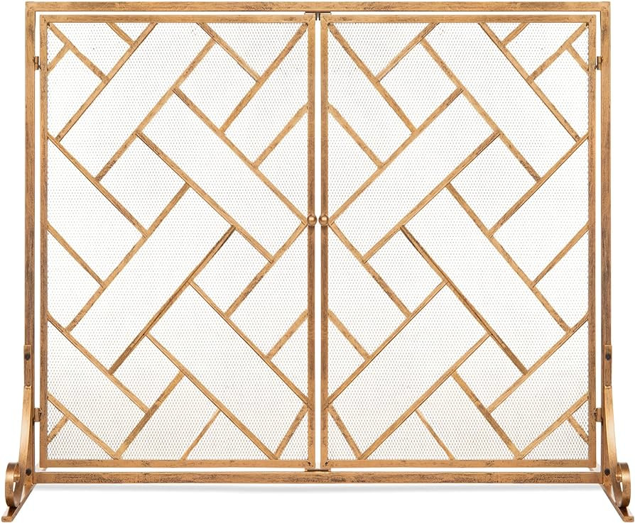 Best Choice Products 44x33in 2-Panel Handcrafted Wrought Iron Decorative Mesh Geometric Fireplace... | Amazon (US)
