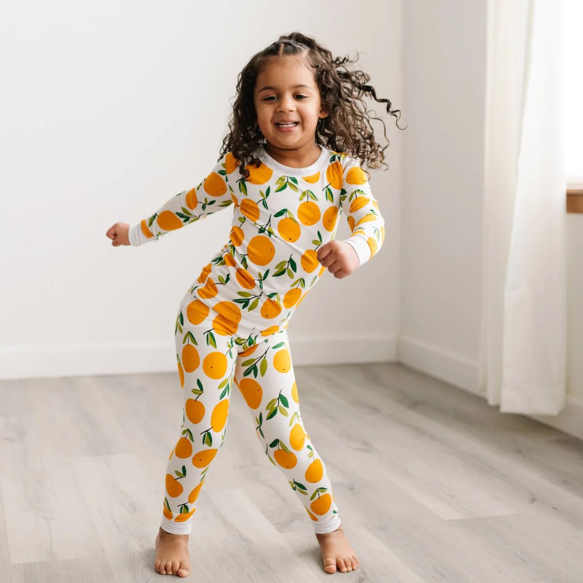 Clementines Two-Piece Bamboo Viscose Pajama Set | Little Sleepies