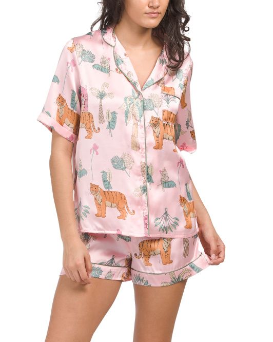 Monkey Business Notch Collar Top And Shorts Pajama Set | Marshalls