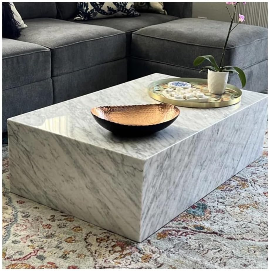 Genuine Marble Coffee Table - Carrara Marble | Walmart (US)