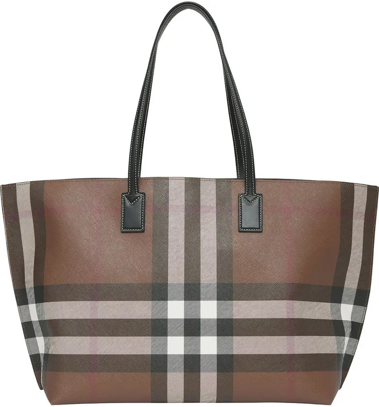 Medium Check E-Canvas & Leather Tote | Nordstrom