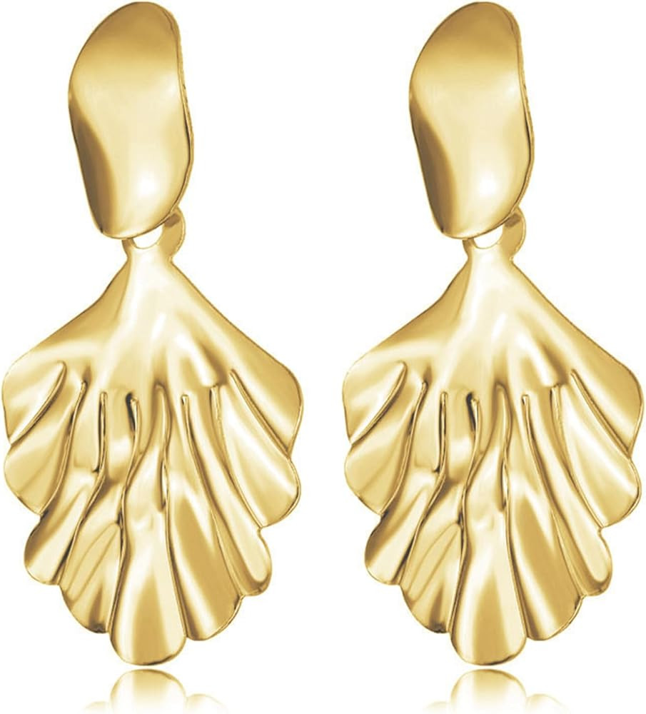 Gold Statement Earrings for Women Elagent Large 3D Geometric Dangle Earrings Bohemian Punk Round ... | Amazon (US)