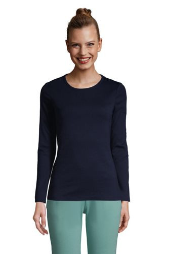 Women's All Cotton Long Sleeve Crewneck T-Shirt | Lands' End (US)