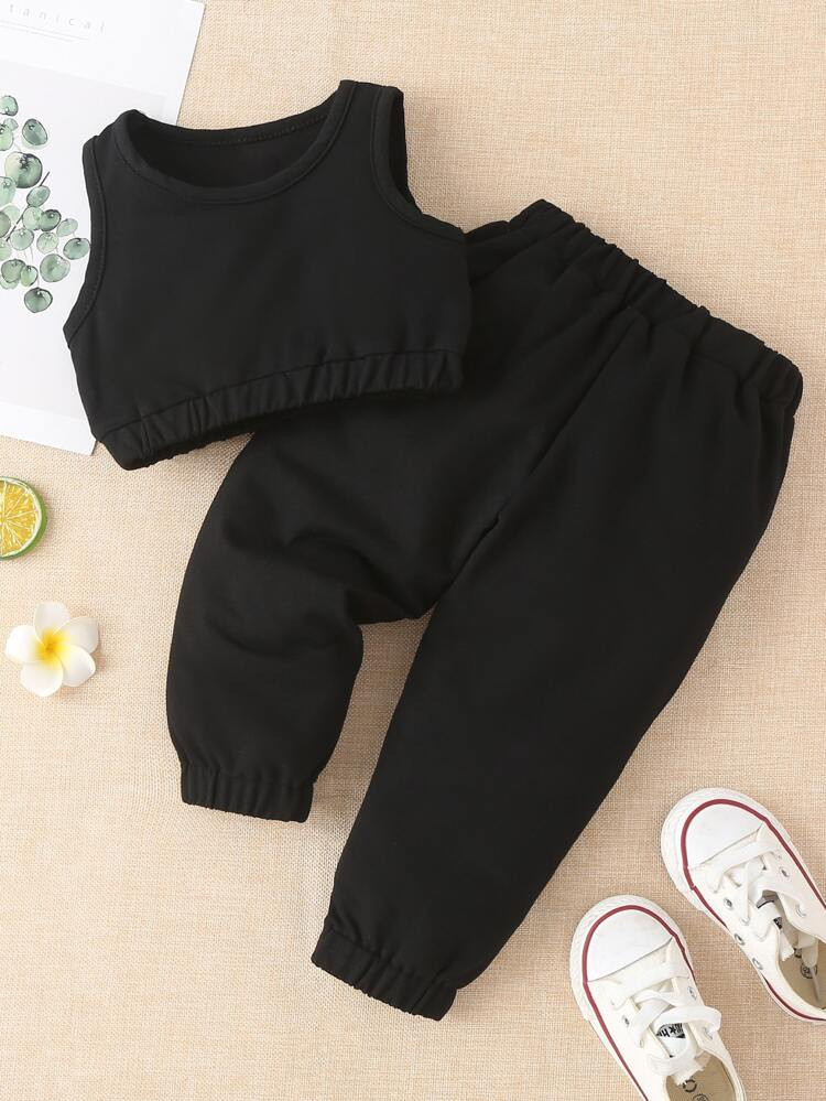 Baby Girl Solid Tank Top & Sweatpants | SHEIN