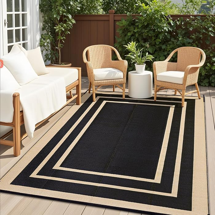 OLANLY Outdoor Rug 6x9 ft Waterproof, Reversible Outdoor Plastic Straw Rug, RV Mat, Indoor Outdoo... | Amazon (US)