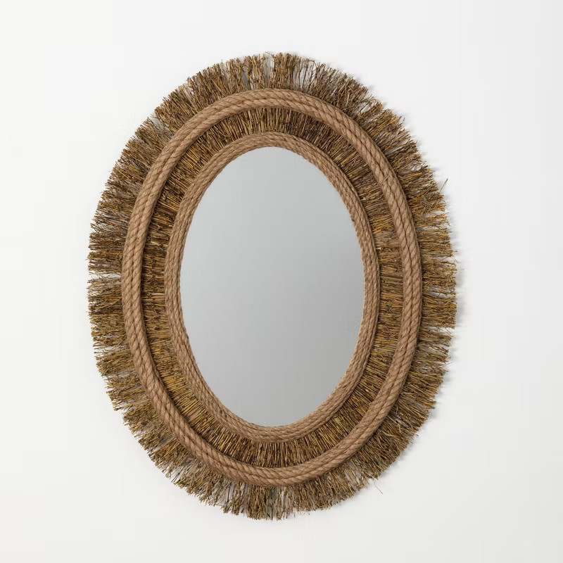 Sullivans Oval Rattan & Jute Wall Mirror 30"H Brown | Target