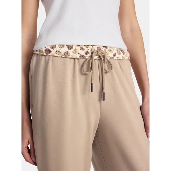 Women\u2019s Halloween Printed Foldover Waistband French Terry Lounge Pants, 29" Inseam, Sizes XS... | Walmart (US)