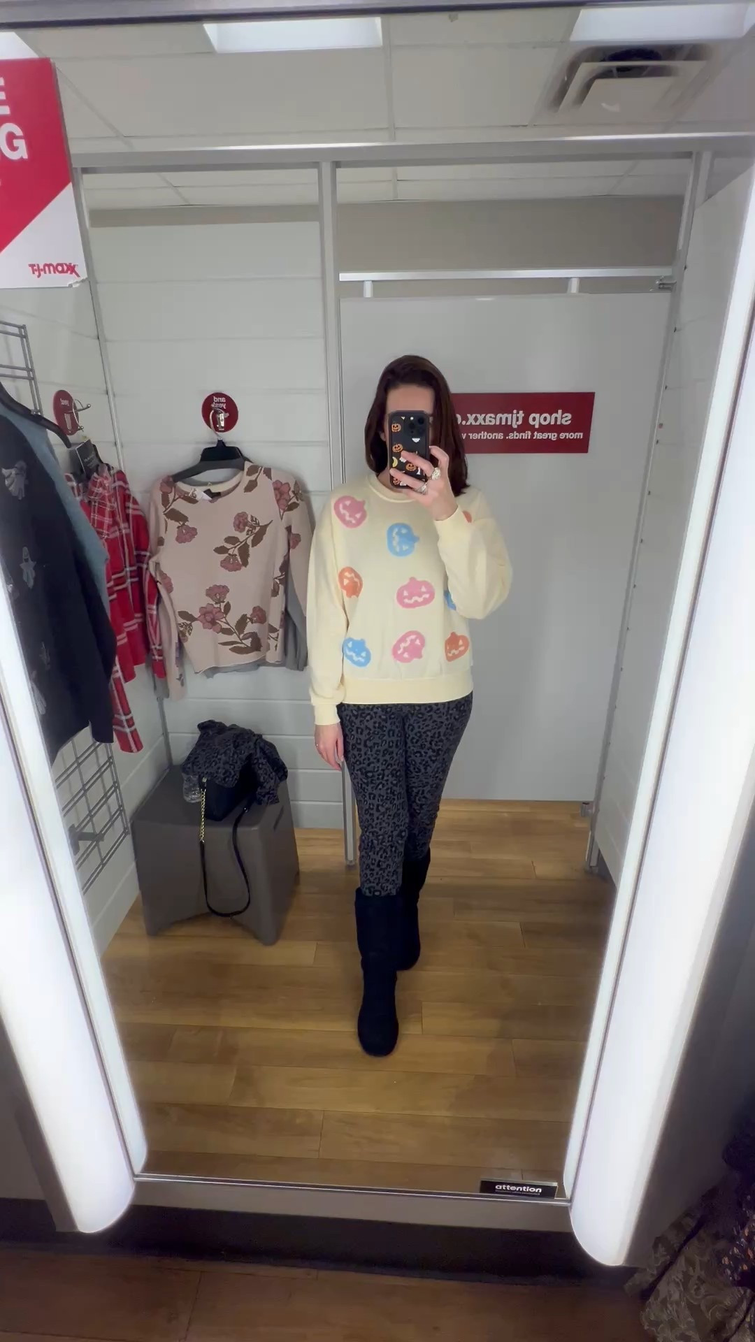 Jack o lantern sweatshirt (small). Leopard lounge pants (small). Black mid-length uggs (9). #sweater #skullsweater #skullheadsweater #pants #loungepants #leopardpants #uggs #blackuggs #boots #halloween Halloween  

#LTKHalloween #LTKFindsUnder100 #LTKStyleTip