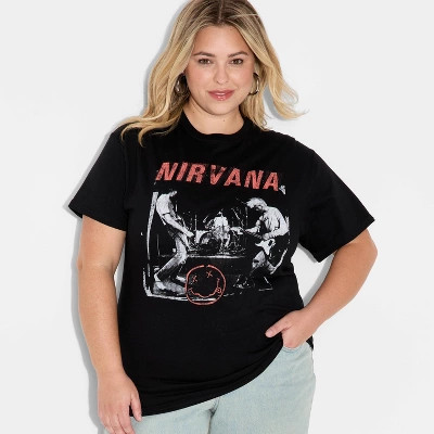 Women's Nirvana Short Sleeve Graphic T-Shirt - Black 3X | Target