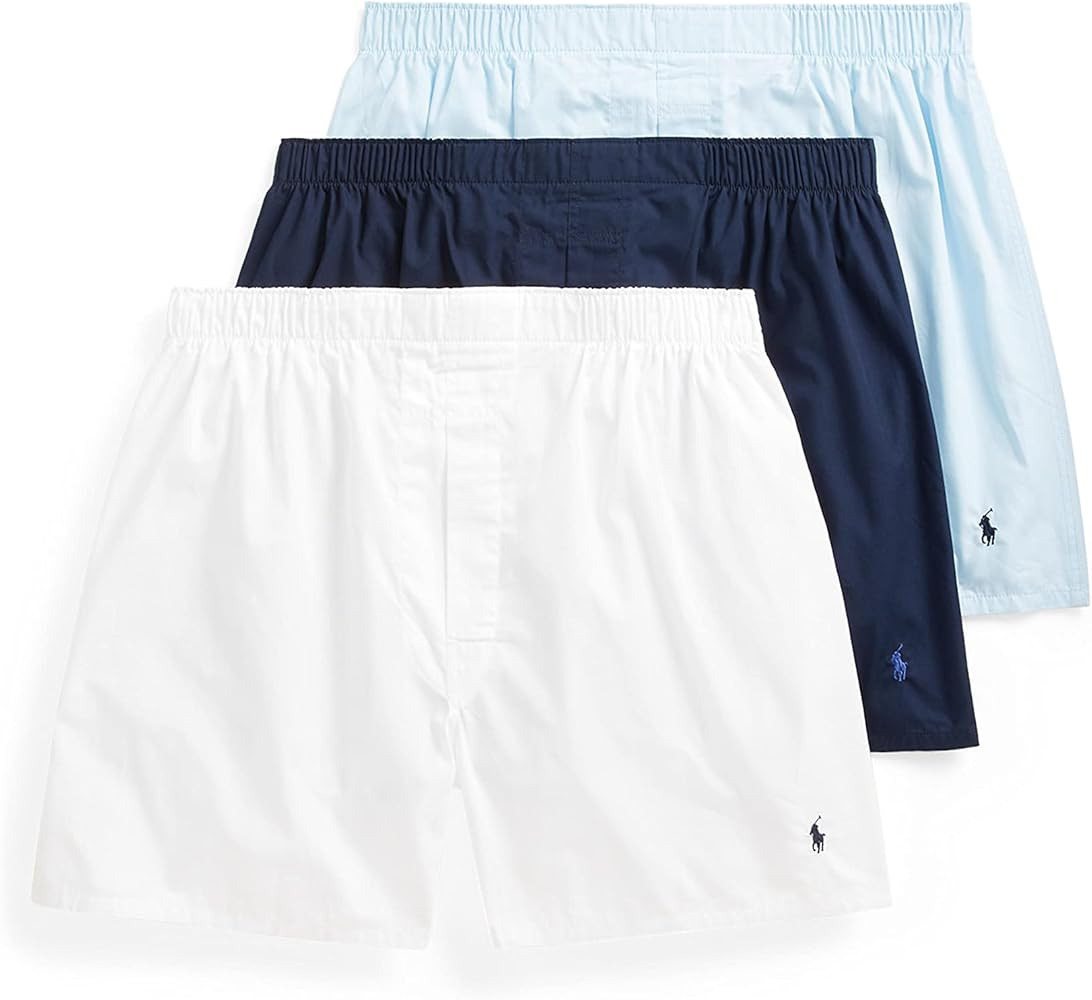 POLO Ralph Lauren Men's Classic Fit Cotton Woven Boxers 3-Pack | Amazon (US)