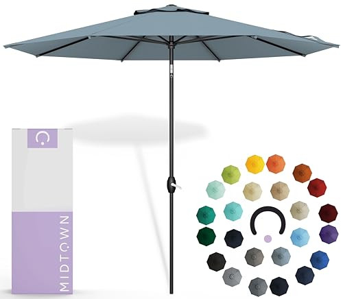 Midtown Umbrellas The Lean 10 Feet Outdoor Umbrella With Sunbrella Canvas Haze Acrylic Fabric - 8 Ribs Aluminum Frame Patio Umbrella With Zinc Alloy Crank Lift And Auto-Tilt System | Amazon (US)