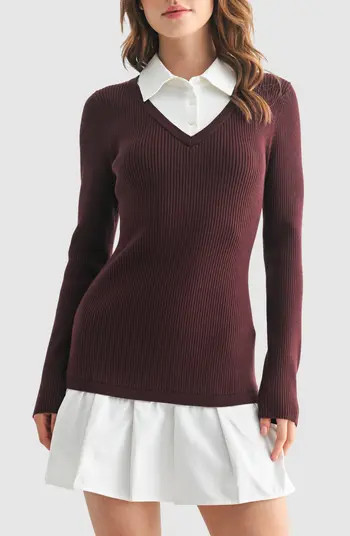 Long Sleeve Twofer Polo Sweater Dress | Nordstrom Rack