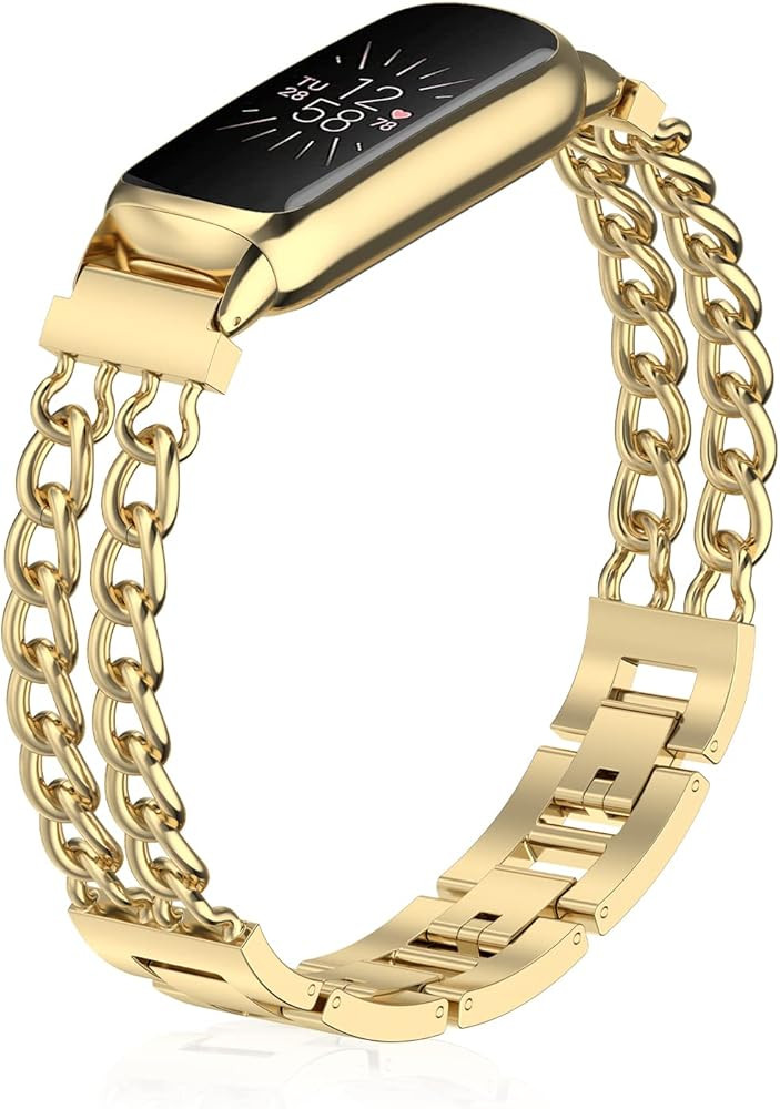 Compatible with Fitbit Luxe Bands, Metal Band Stainless Steel Adjustable Wristband Replacement St... | Amazon (US)
