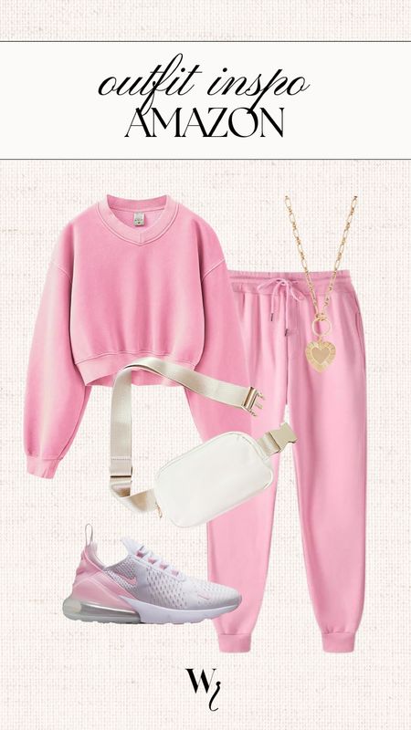 Pink sweatpants set, casual airport outfit 

#LTKfindsunder50 #LTKtravel