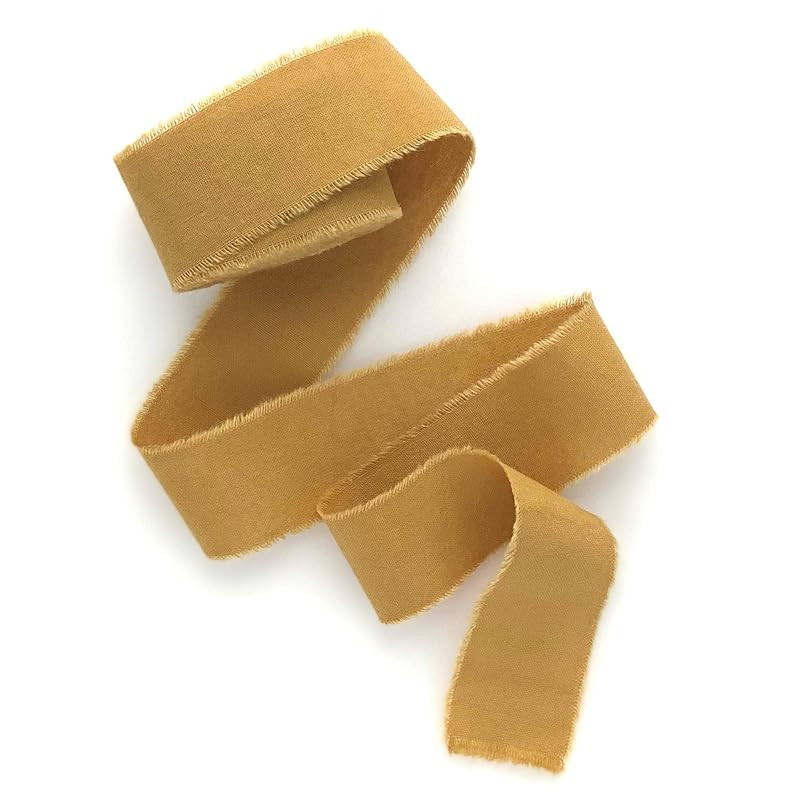 Mustard ribbon 1/2" 1" 2" 3 inch wide 5yd cotton Frayed edges hand dyed for Rustic wedding invita... | Amazon (US)
