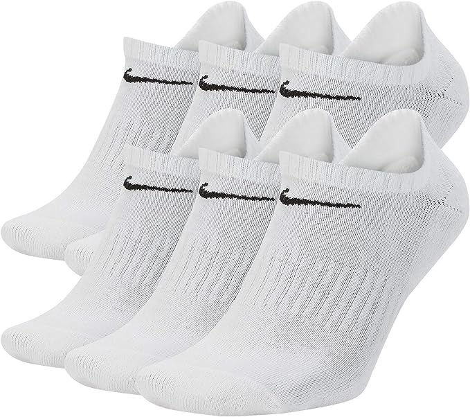 Amazon.com: Nike Everyday Cushion No Show Socks, Unisex Nike Socks, White/Black, L (Pack of 6 Pai... | Amazon (US)