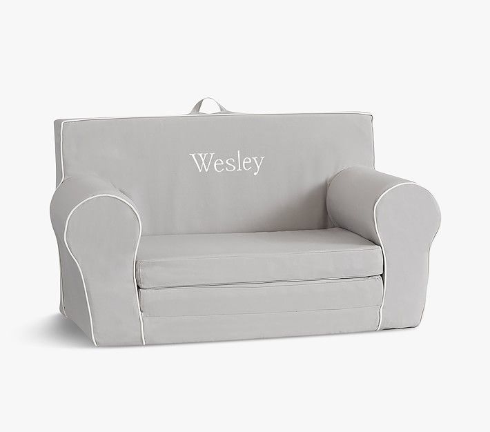 Anywhere Sofa Lounger®, Gray with White Piping | Pottery Barn Kids