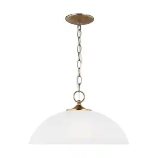 Generation Lighting Geary 1-Light Satin Brass Hanging Shaded Ceiling Pendant Light with Satin Etc... | The Home Depot