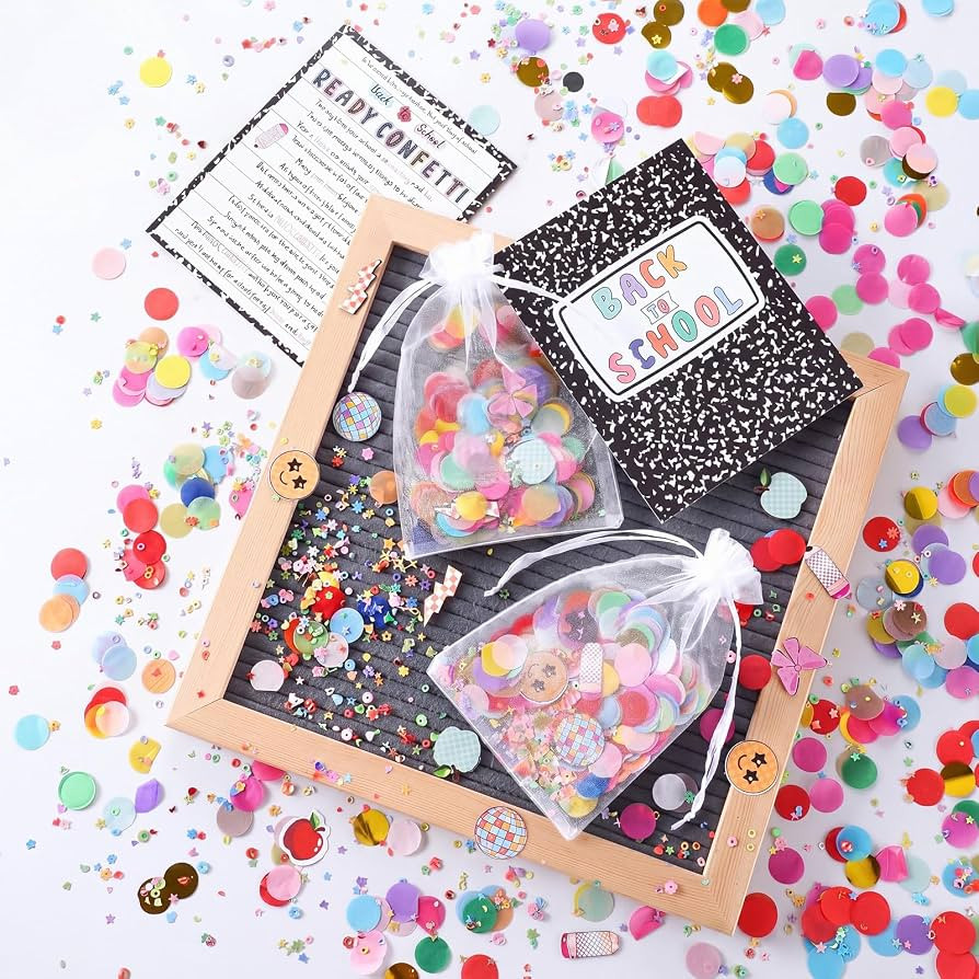 24 Sets Ready Confetti Back to School Supplies Magic Jitter Glitter with Poem Cards Organza Bags ... | Amazon (US)