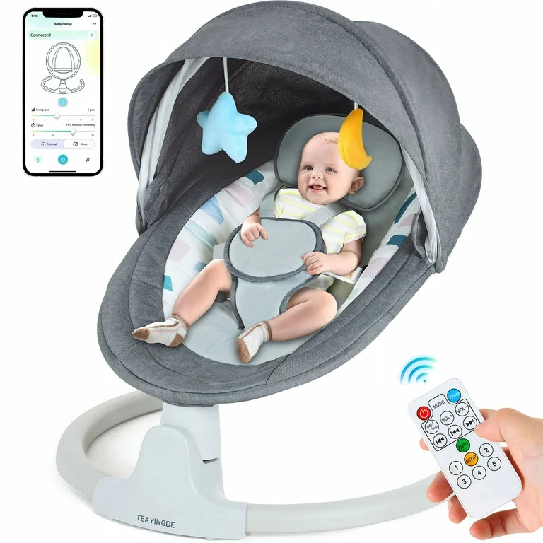 TEAYINGDE Baby Swing for Infants - APP Remote Bluetooth Control, 5 Speed Settings, 10 Lullabies, ... | Walmart (US)