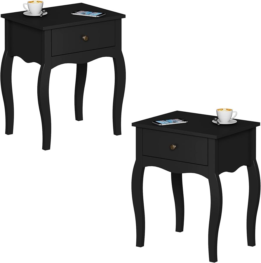 ChooChoo End Table with Wavy Silhouette & Curved Legs, Narrow Nightstand with Storage Drawer, Mod... | Amazon (US)