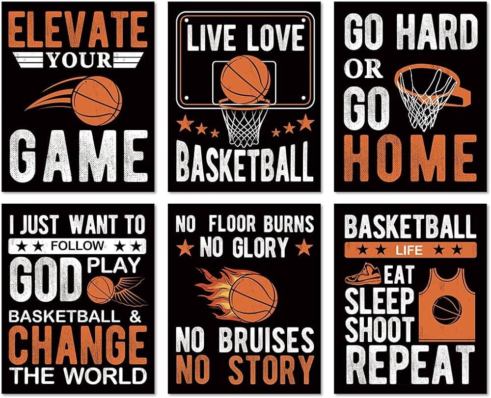 LHIUEM Motivational Basketball Poster Prints,Set of 6(Unframed,8”X10”),Inspirational Sport Qu... | Amazon (US)