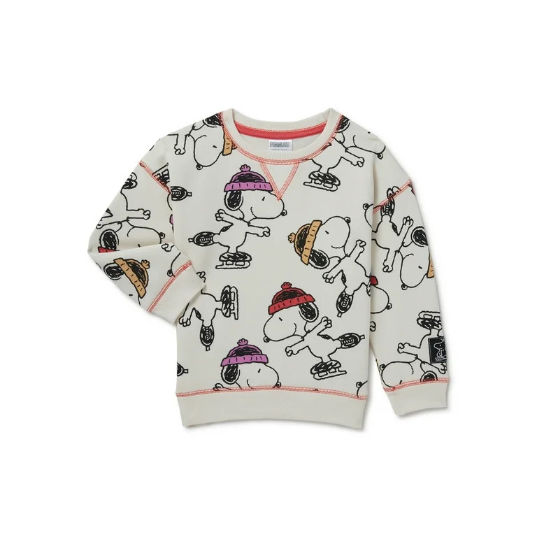 Peanuts Baby and Toddler Girls Snoopy Crewneck Sweatshirt, Sizes 18M-2T - Walmart.com | Walmart (US)