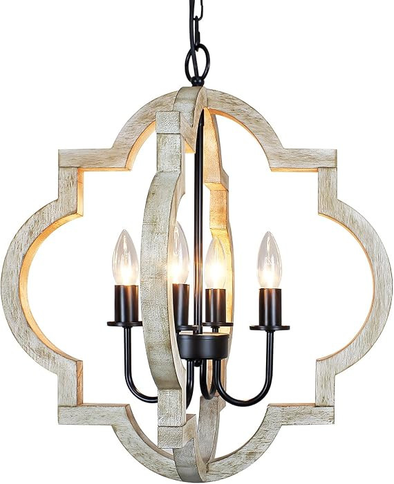 19.49'' Farmhouse Orb Chandelier, 4-Light Rustic Dining Room Light Fixture | Amazon (US)