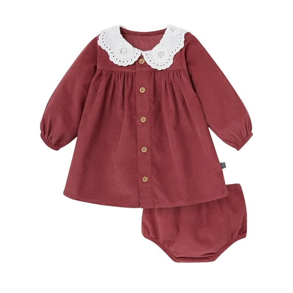 Modern Moments by Gerber Dress With Crochet Lace Collar and Diaper Cover, 2-Piece, Sizes 0/3 Mont... | Walmart (US)
