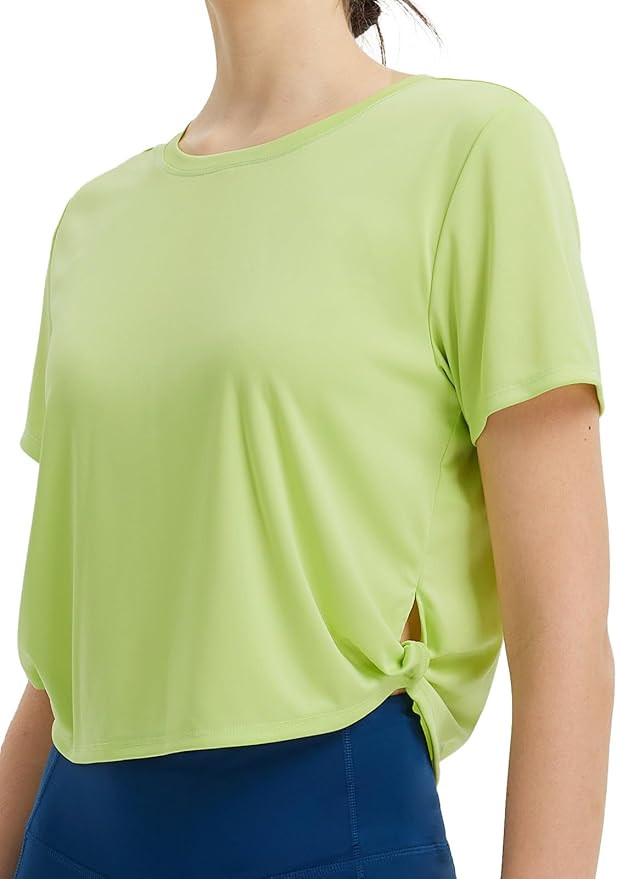 baleaf Women's Cropped Workout Tops Short Sleeve Athletic Running Shirts Loose Fit Quick Dry Yoga... | Amazon (US)