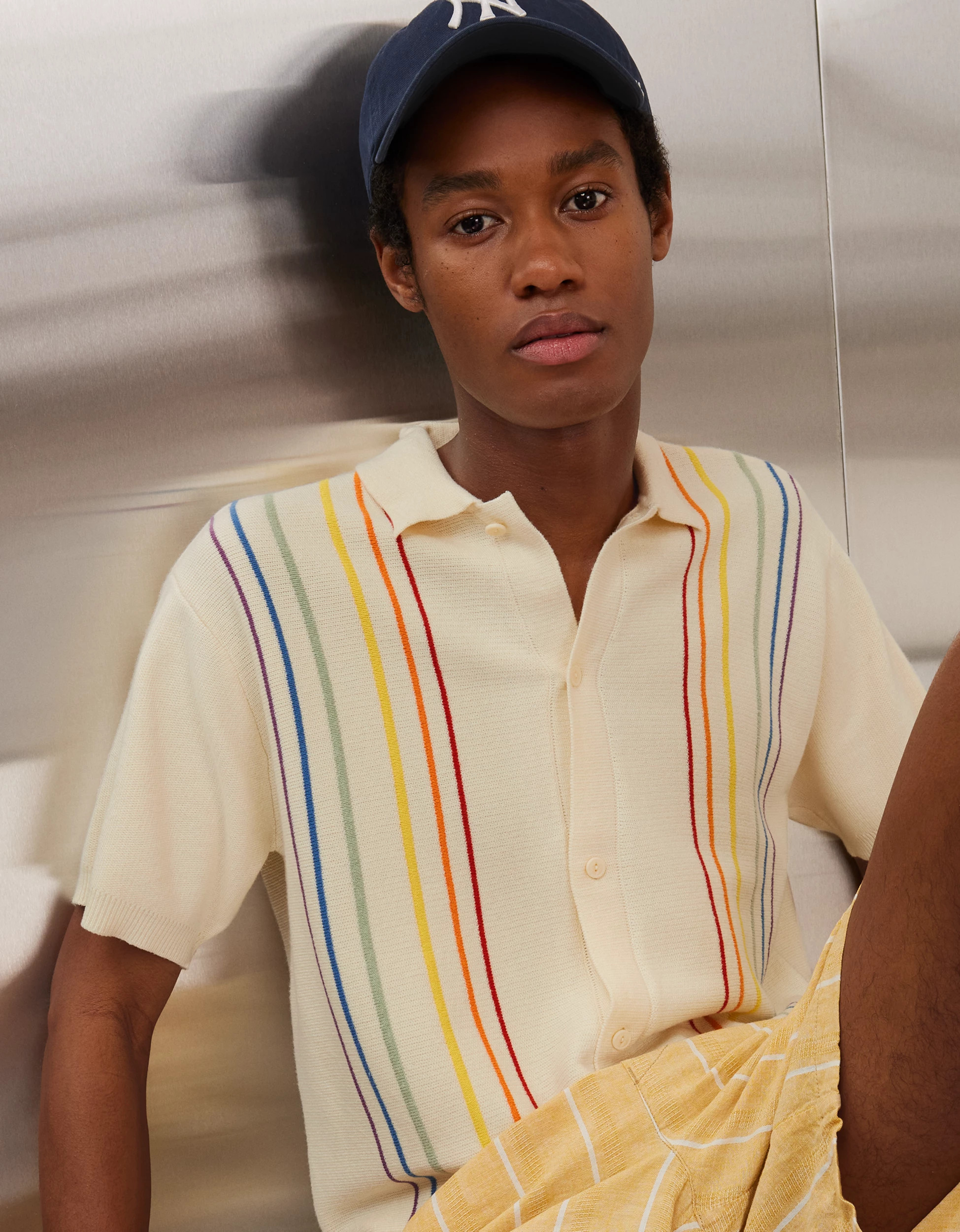 AE Pride Button-Up Sweater Polo Shirt | American Eagle Outfitters (US & CA)