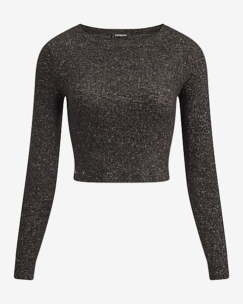 Cozy Knit Fitted Crew Neck Cropped Top | Express