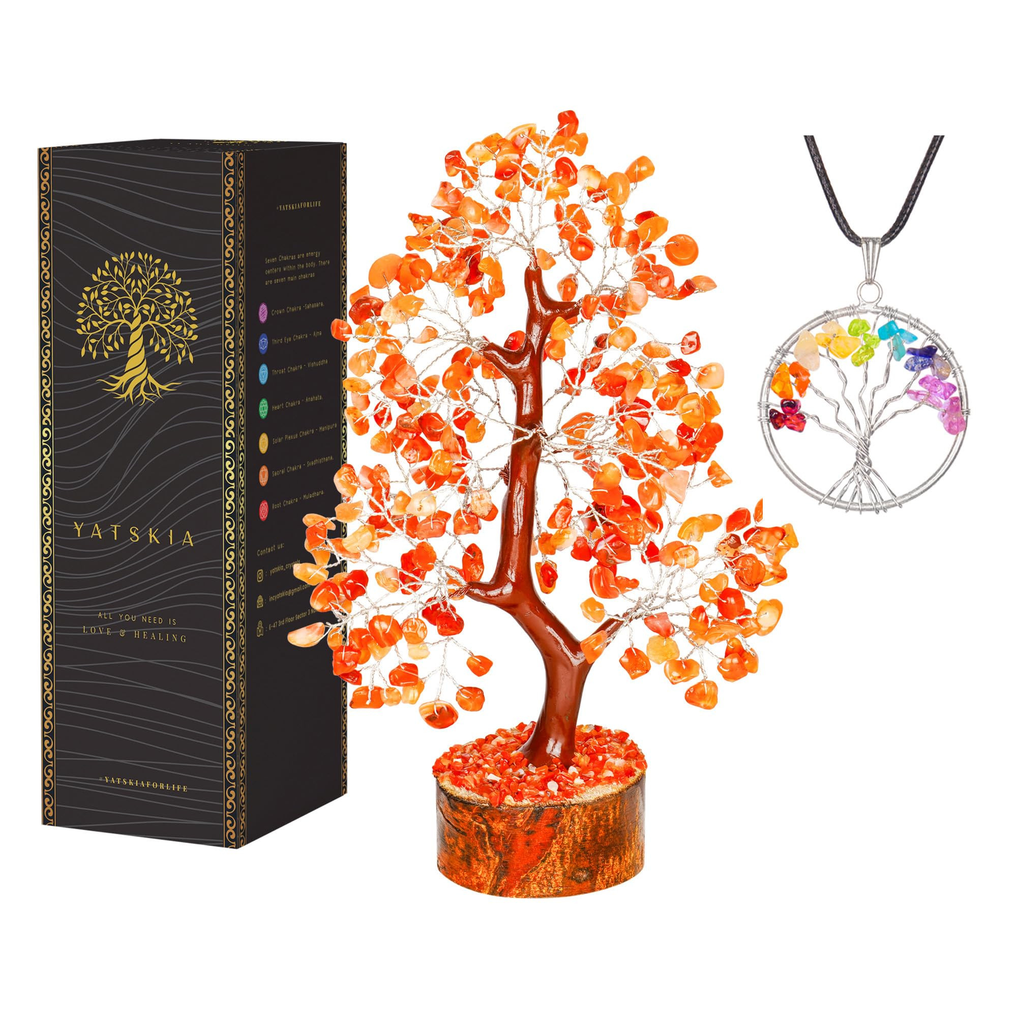 YATSKIA Citrine Crystal Tree of Life - Gemstone Tree - Citrine Crystal Stone Decor - Good Luck Gi... | Amazon (US)