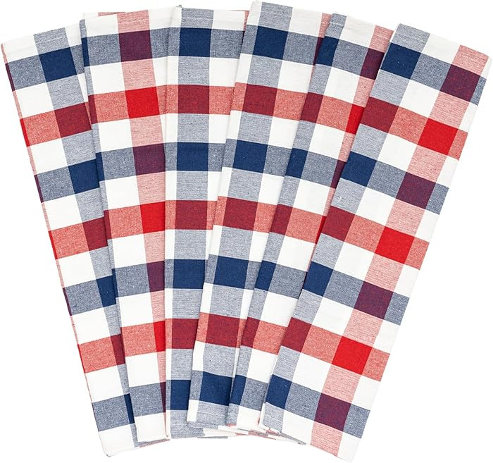 Red, White and Blue Kitchen Towels - 6 Pack, 30"x20" July 4th, Memorial Day, Veteran's Day or Lab... | Amazon (US)