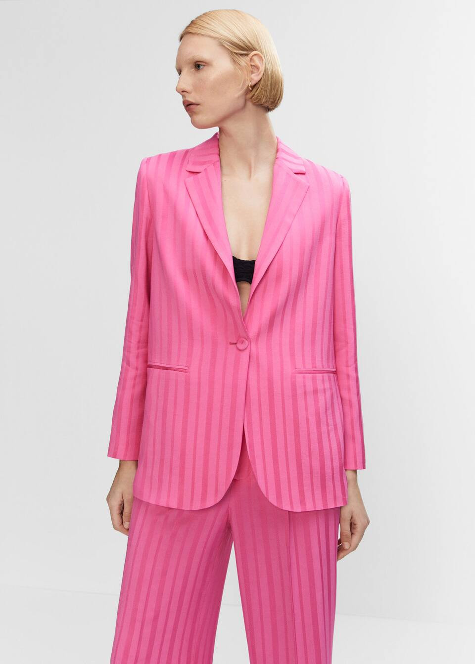 Striped suit blazer -  Women | Mango United Kingdom | MANGO (UK)