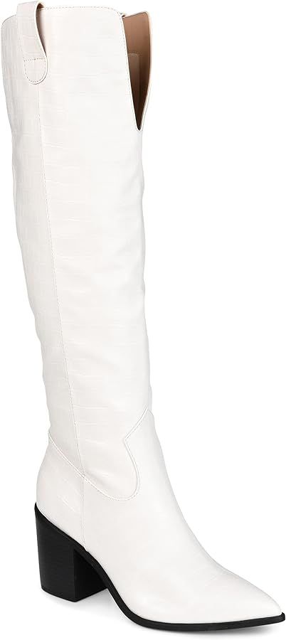 Journee Collection Womens Therese Tru Comfort Foam Wide Calf Stacked Heel Knee High Boots | Amazon (US)
