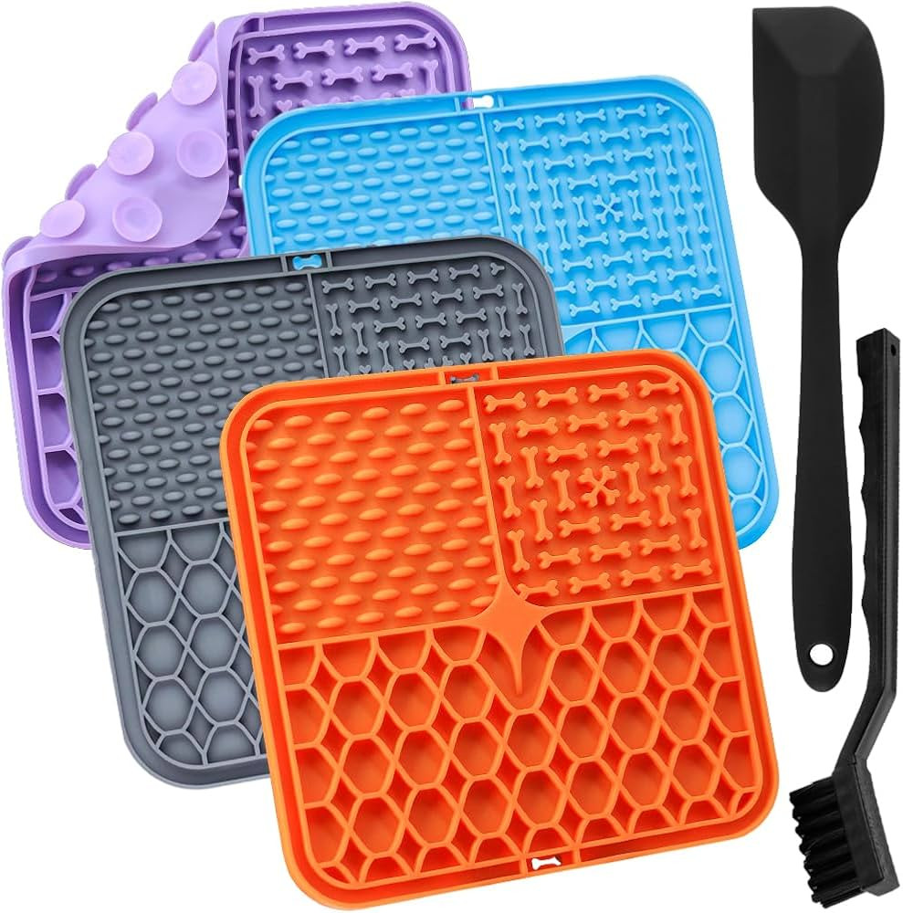4 Pcs Licky Mats for Dogs Puppy, Lick Mats with Suction Cups for Pet Slow Feeding Bathing and Tra... | Amazon (UK)