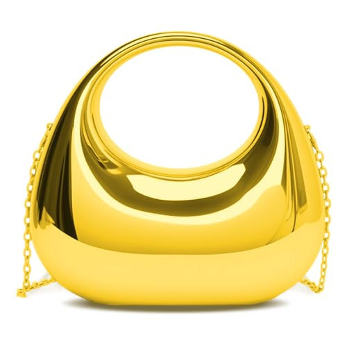 Acrylic Gold Clutch Purses for Women,Metallic Gold Purses for Women Evening Handbags,Unique Clutch Bag Moon Hobo Bag for Wedding Party Prom | Amazon (US)